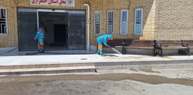 آماده سازی سالن ورزشی شهید مغنیه جهت اسکان مسافران و زائرین دهه پایانی صفر در منطقه ۸